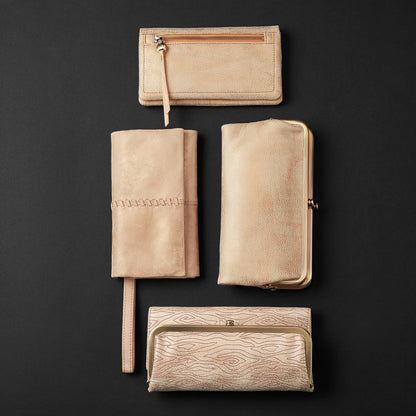 Lumen Continental Wallet In Metallic Leather - Gold Leaf | HOBO Recommended