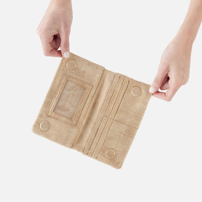 Lumen Continental Wallet In Metallic Leather - Gold Leaf | HOBO Recommended