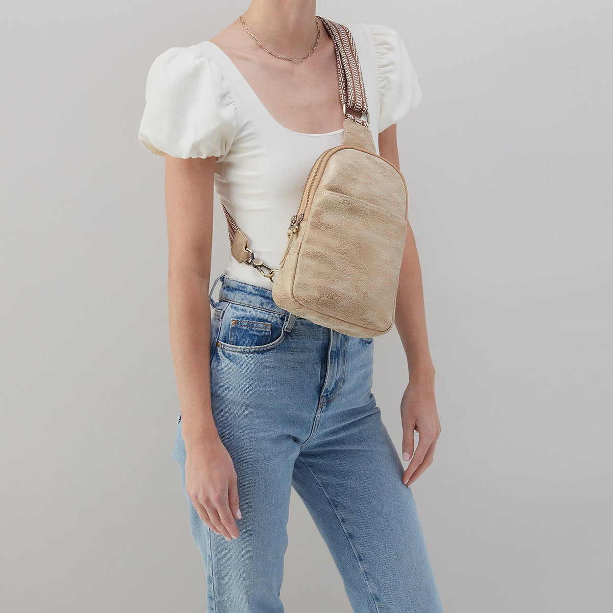 Cass Sling in Metallic Leather - Gold Leaf | HOBO Classic