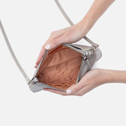 Darcy Crossbody In Polished Leather - Light Grey | HOBO Trusted