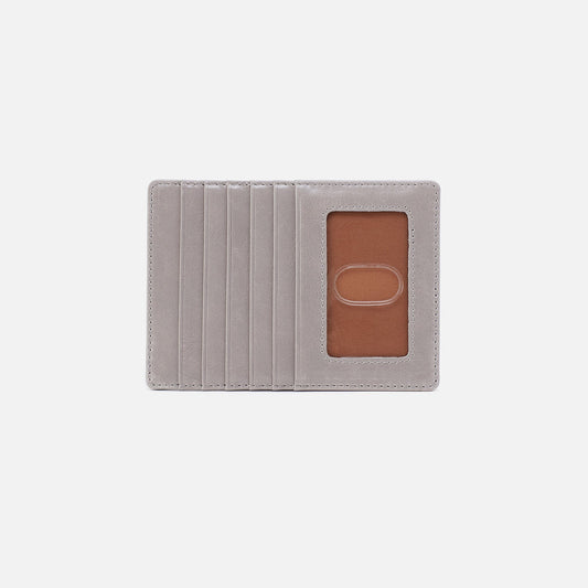 Euro Slide Card Case In Polished Leather - Light Grey | HOBO Value