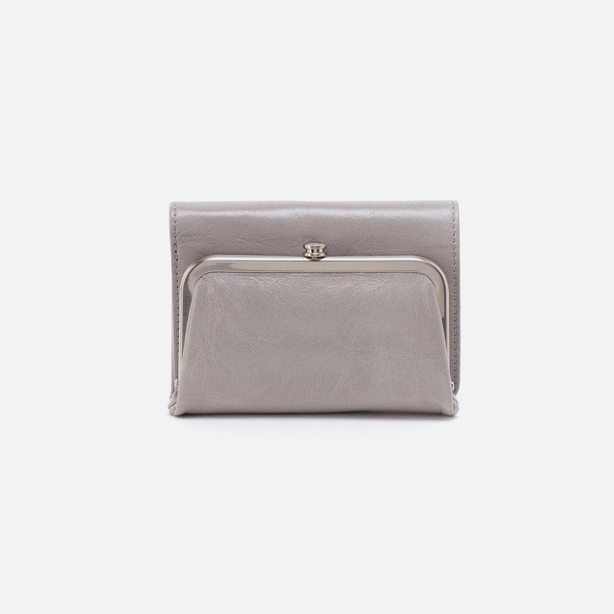 Robin Compact Wallet In Polished Leather - Light Grey | HOBO Deals