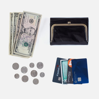 Robin Compact Wallet In Polished Leather - Light Grey | HOBO Deals