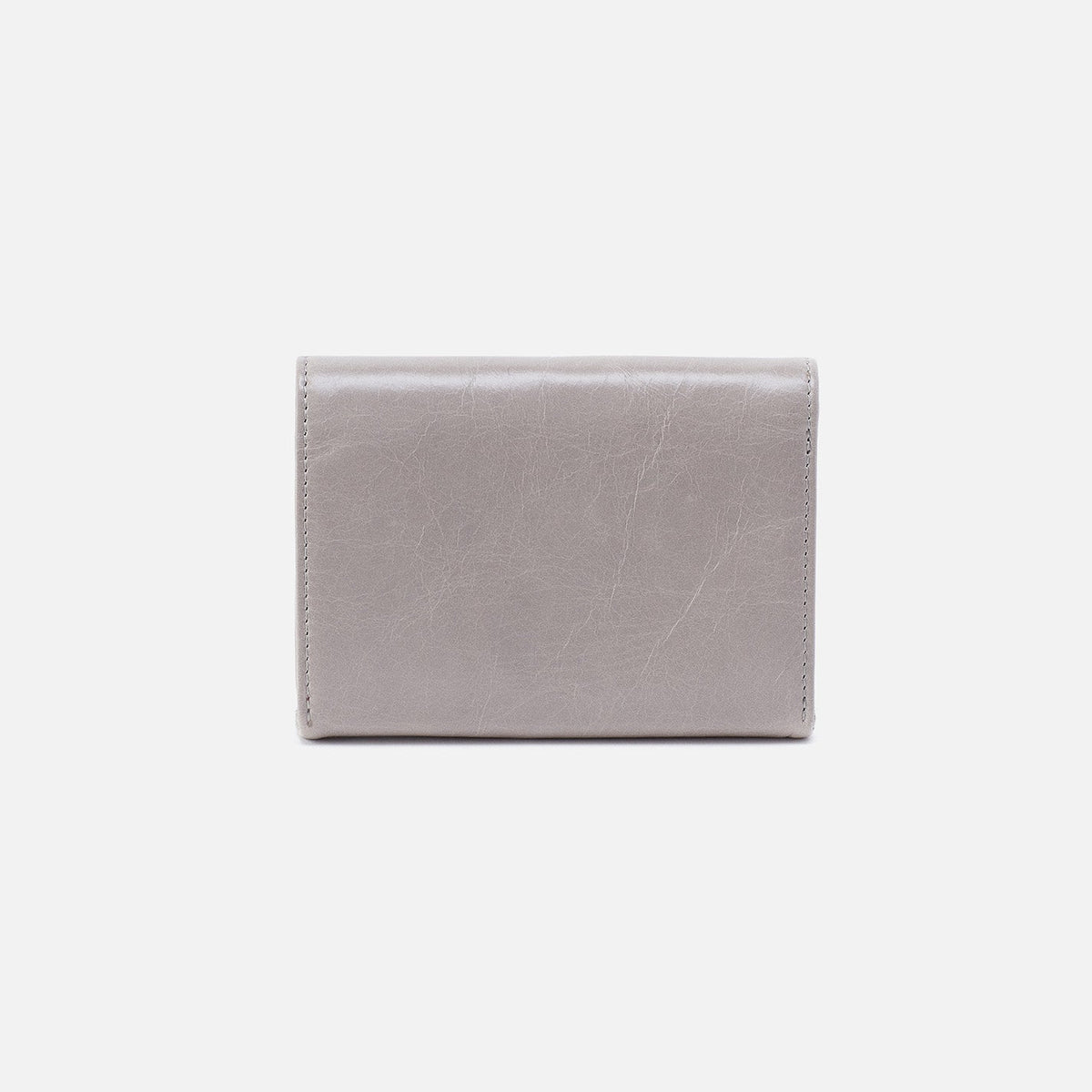 Robin Compact Wallet In Polished Leather - Light Grey | HOBO Deals