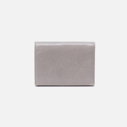 Robin Compact Wallet In Polished Leather - Light Grey | HOBO Deals