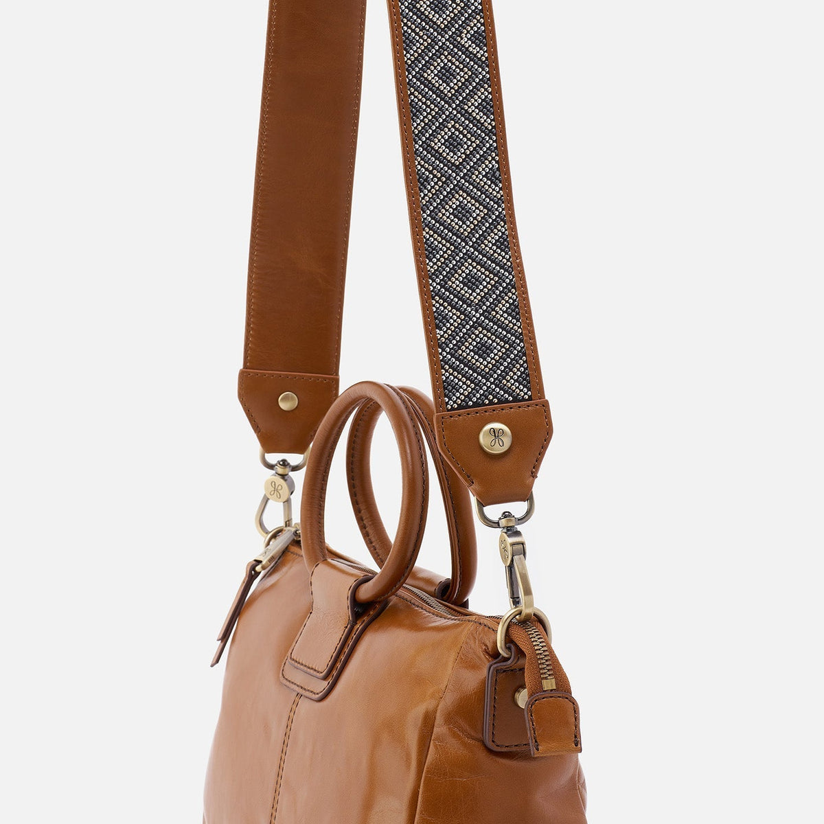 Beaded Guitar Strap In Polished Leather - Truffle | HOBO Featured