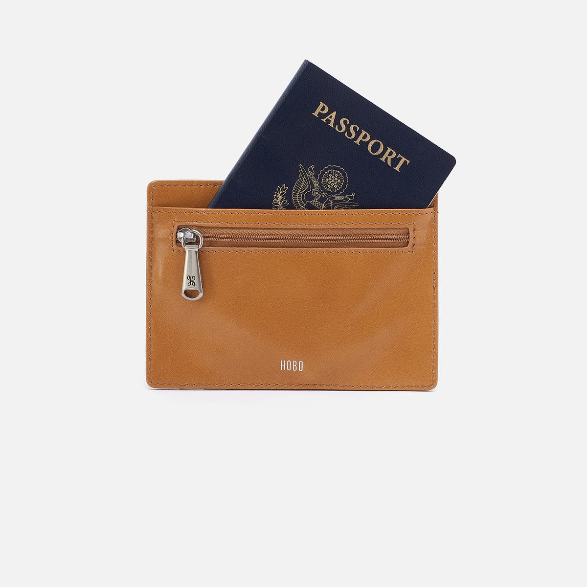 Euro Slide Card Case In Polished Leather - Natural | HOBO Trusted