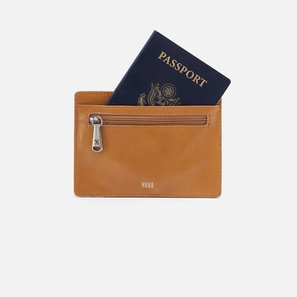 Euro Slide Card Case In Polished Leather - Natural | HOBO Trusted