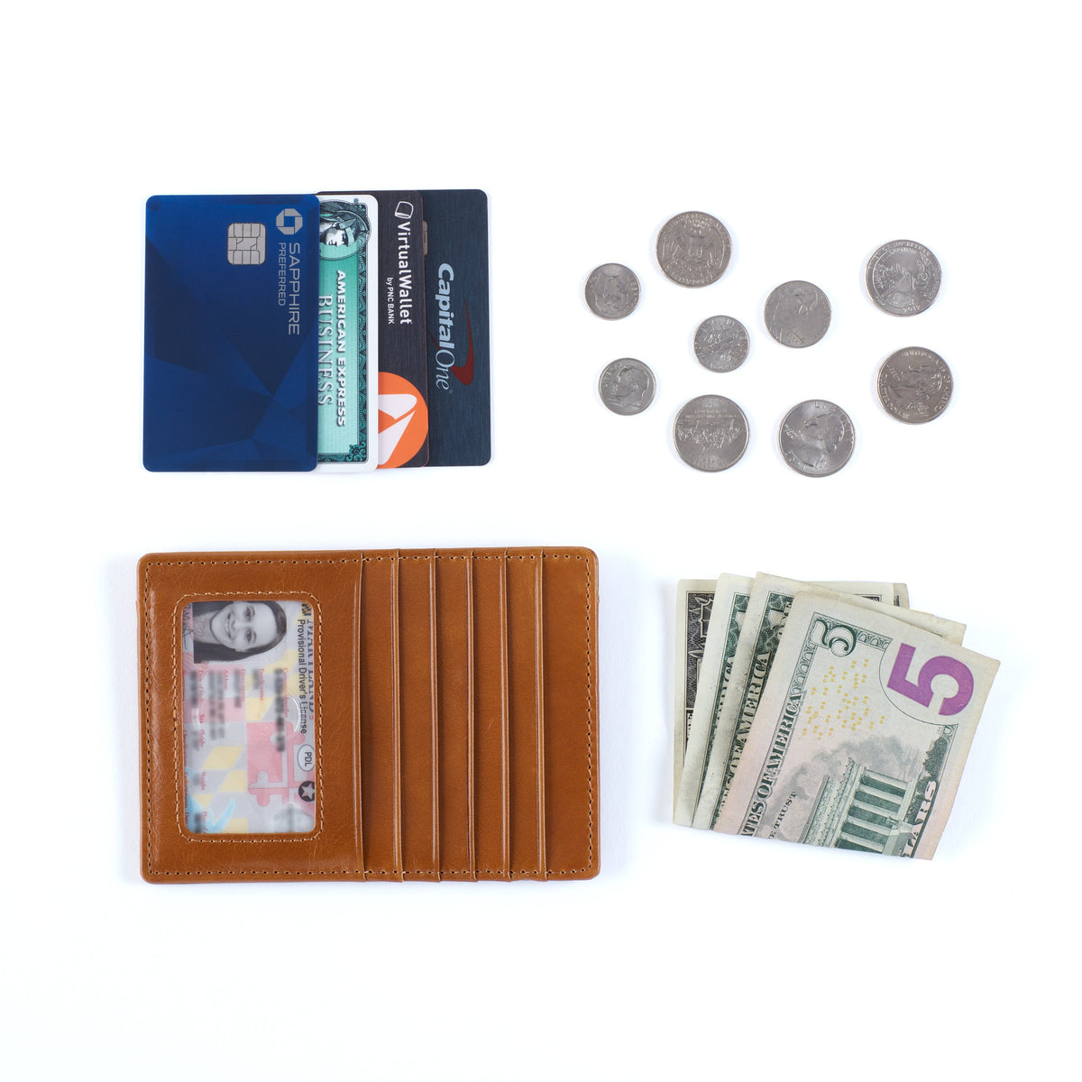 Euro Slide Card Case In Polished Leather - Natural | HOBO Trusted