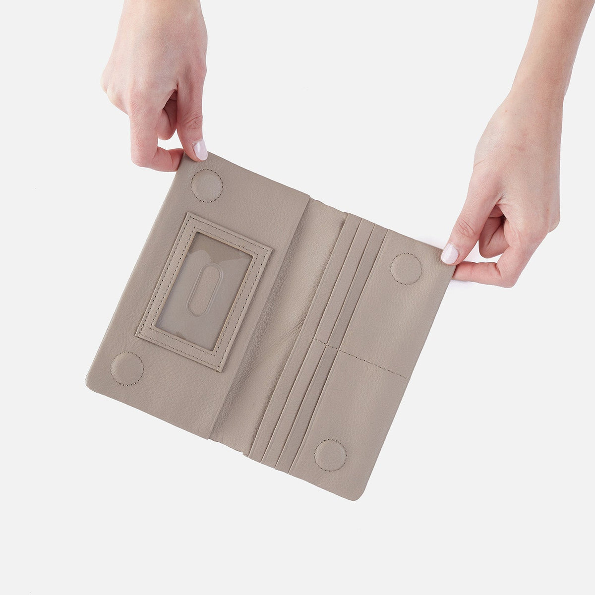 Lumen Continental Wallet In Pebbled Leather - Taupe | HOBO Sale