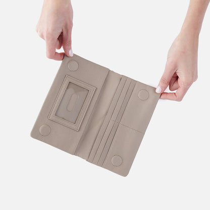 Lumen Continental Wallet In Pebbled Leather - Taupe | HOBO Sale