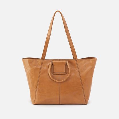 Sheila East-West Tote In Polished Leather - Natural | HOBO Classic