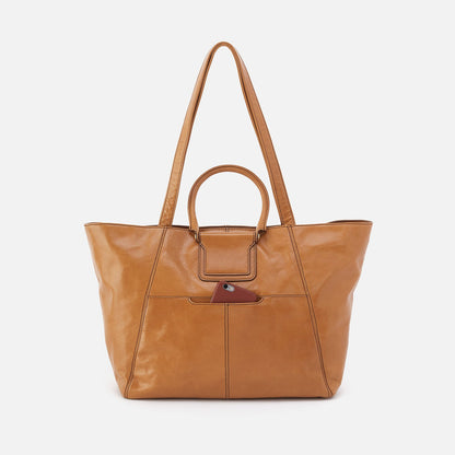Sheila East-West Tote In Polished Leather - Natural | HOBO Classic