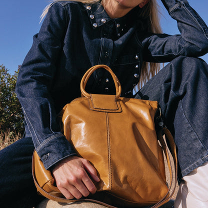 Sheila Large Satchel In Polished Leather - Natural | HOBO Customer Favorite