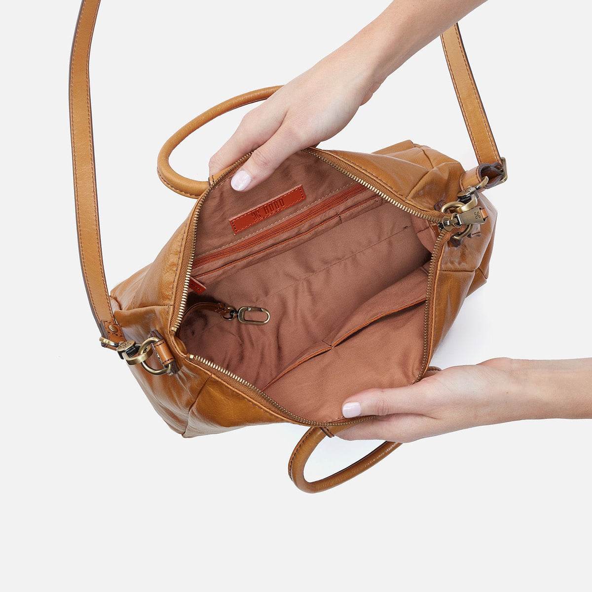 Sheila Medium Satchel In Polished Leather - Natural | HOBO Sale
