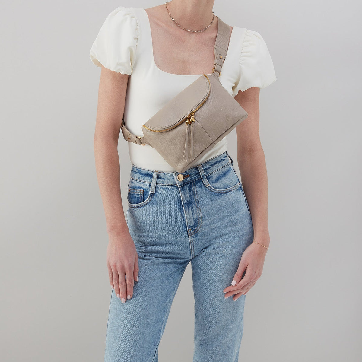 Fern Large Belt Bag In Pebbled Leather - Taupe | HOBO Great Value