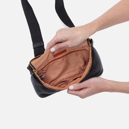 Fern Large Belt Bag In Pebbled Leather - Black | HOBO Quality