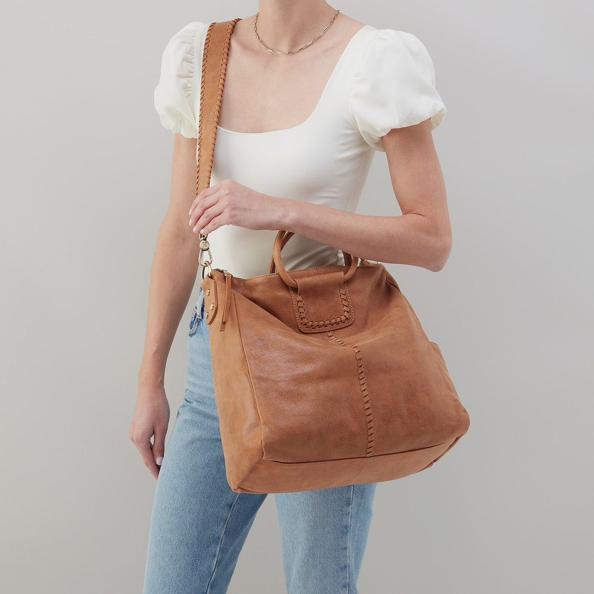 Sheila Large Satchel In Buffed Leather - Whiskey | HOBO Customer Favorite