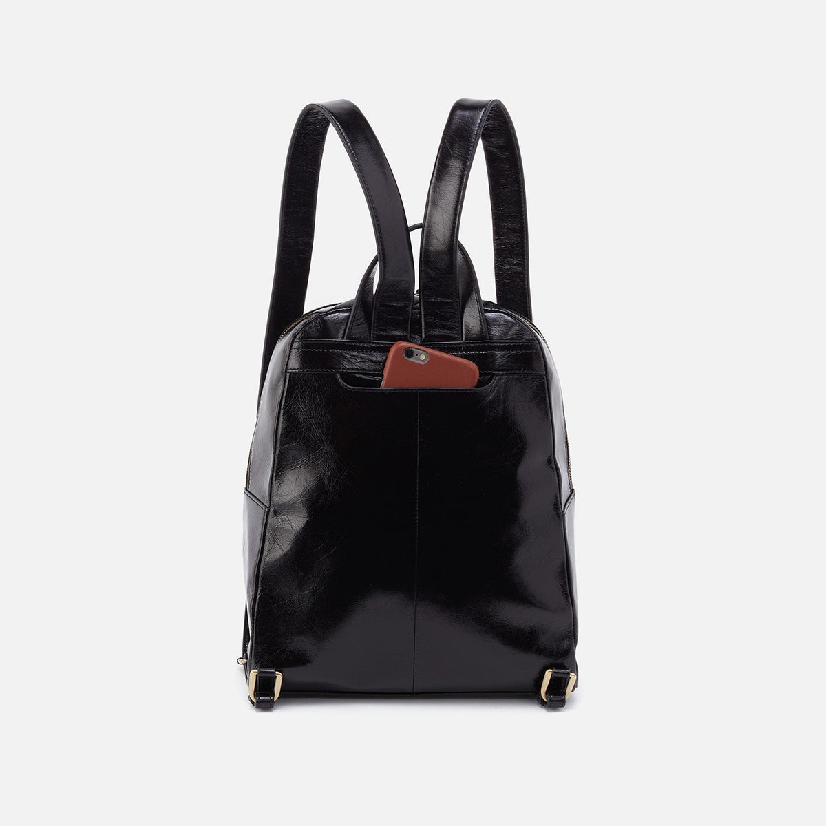 Billie Backpack In Polished Leather - Black | HOBO Deals