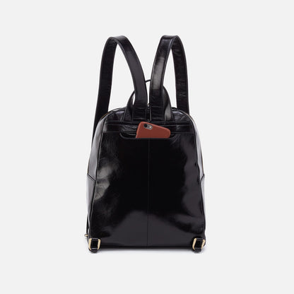 Billie Backpack In Polished Leather - Black | HOBO Deals