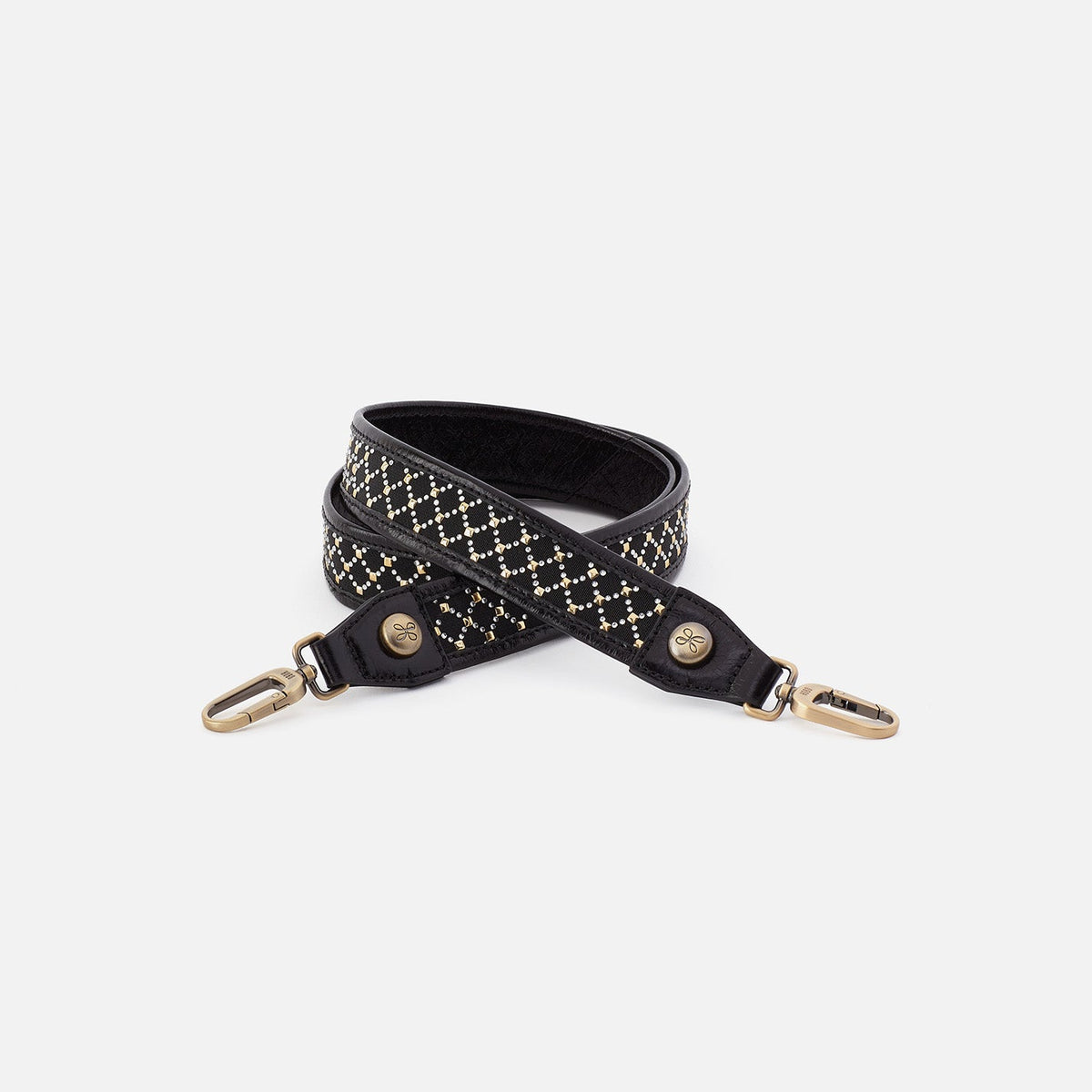 Lattice Stud Strap In Polished Leather - Black | HOBO Sale