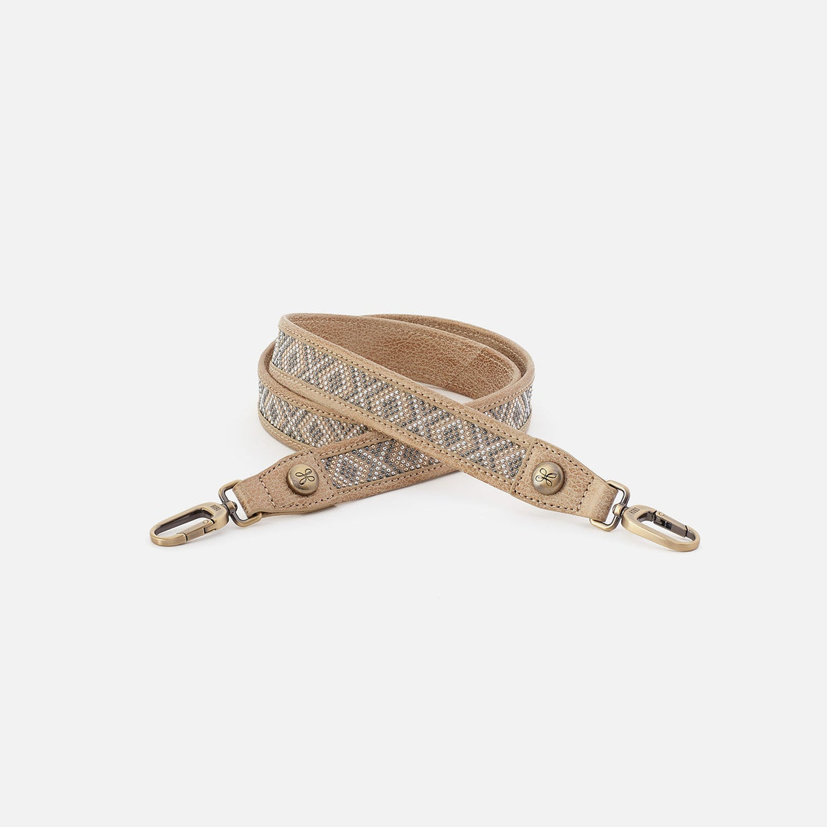 Skinny Beaded Strap In Metallic Leather - Gold Leaf | HOBO Quality
