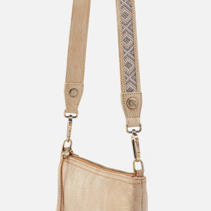 Skinny Beaded Strap In Metallic Leather - Gold Leaf | HOBO Quality