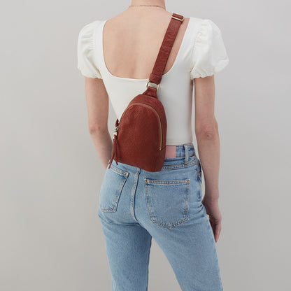 Fern Sling In Soft Embossed Leather - Tuscan Brown | HOBO Classic
