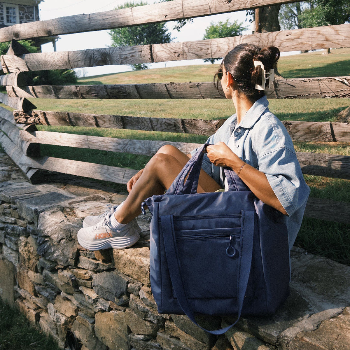 PLACES TO GO Tote in CaRefiber recycled nylon - Ocean | HOBO Deals