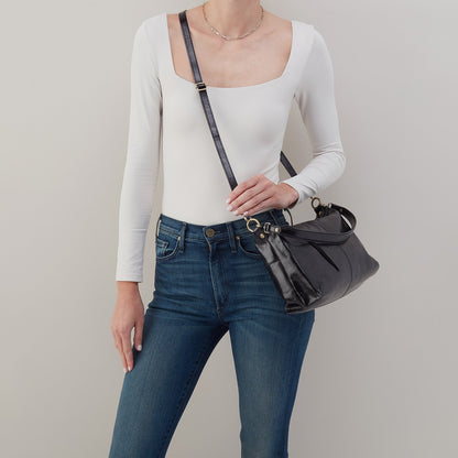 Avon Shoulder Bag In Polished Leather - Black | HOBO Best Price