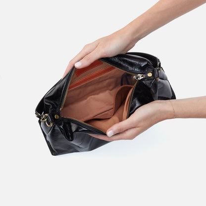 Avon Shoulder Bag In Polished Leather - Black | HOBO Best Price