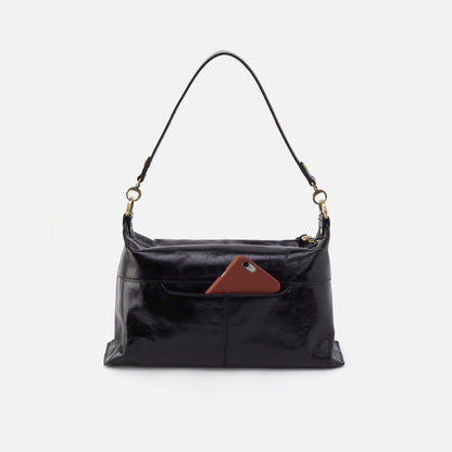 Avon Shoulder Bag In Polished Leather - Black | HOBO Best Price