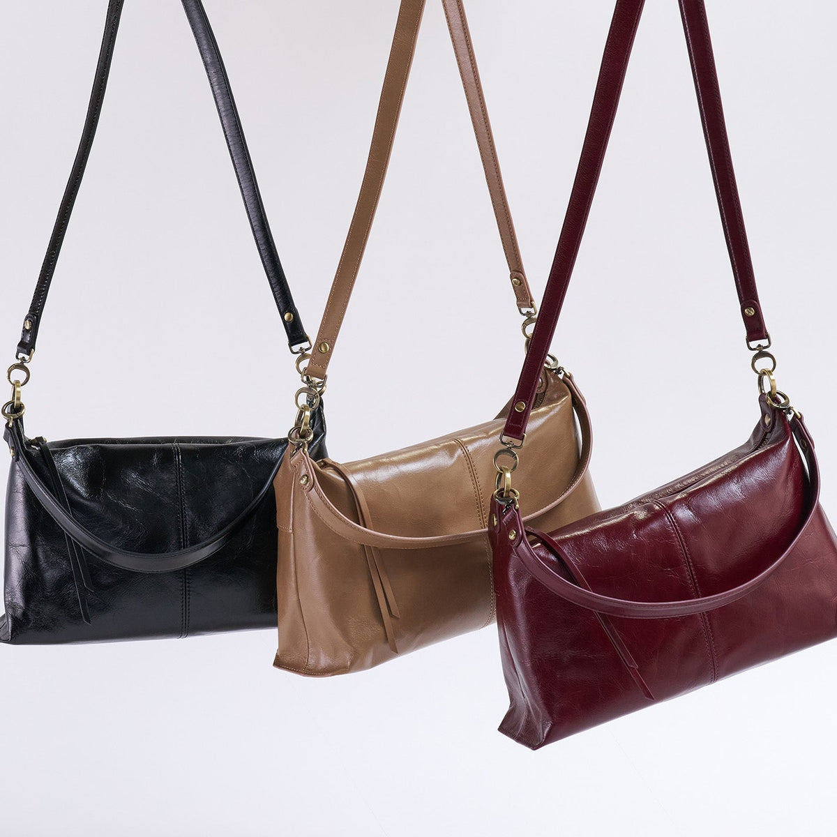 Avon Shoulder Bag In Polished Leather - Black | HOBO Best Price