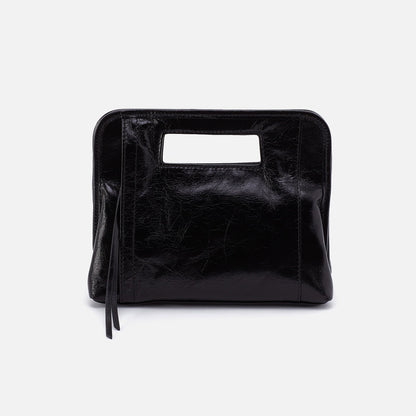 Ace Clutch In Polished Leather - Black | HOBO Great Value