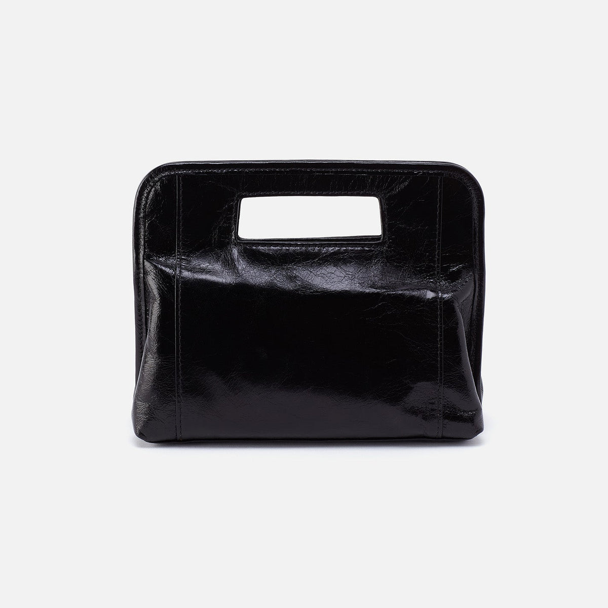 Ace Clutch In Polished Leather - Black | HOBO Great Value