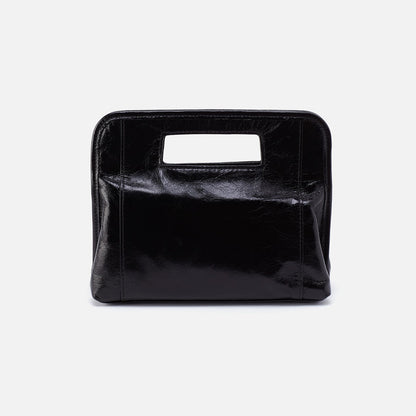 Ace Clutch In Polished Leather - Black | HOBO Great Value