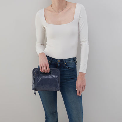 Ace Clutch In Polished Leather - Blue Stone | HOBO Hot Sale