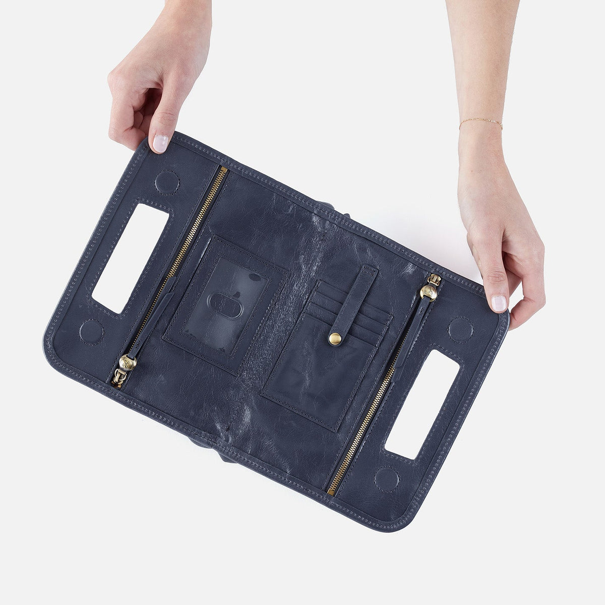 Ace Clutch In Polished Leather - Blue Stone | HOBO Hot Sale