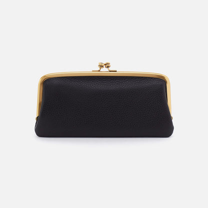 Cora Large Frame Wallet In Pebbled Leather - Black | HOBO Deals