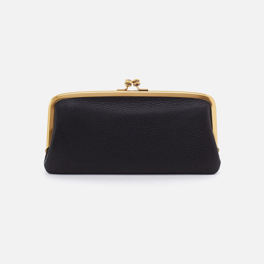 Cora Large Frame Wallet In Pebbled Leather - Black | HOBO Deals