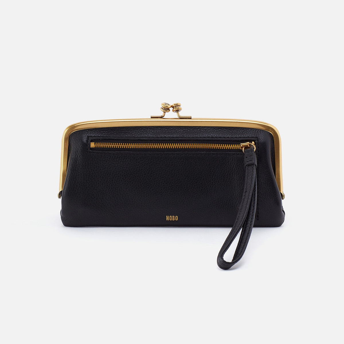 Cora Large Frame Wallet In Pebbled Leather - Black | HOBO Deals