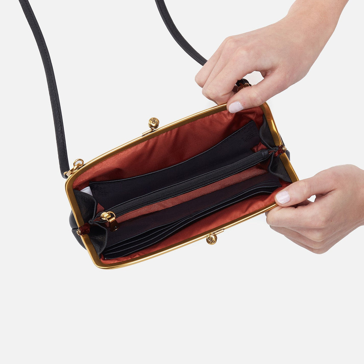 Cora Wallet Crossbody In Pebbled Leather - Black | HOBO Discount