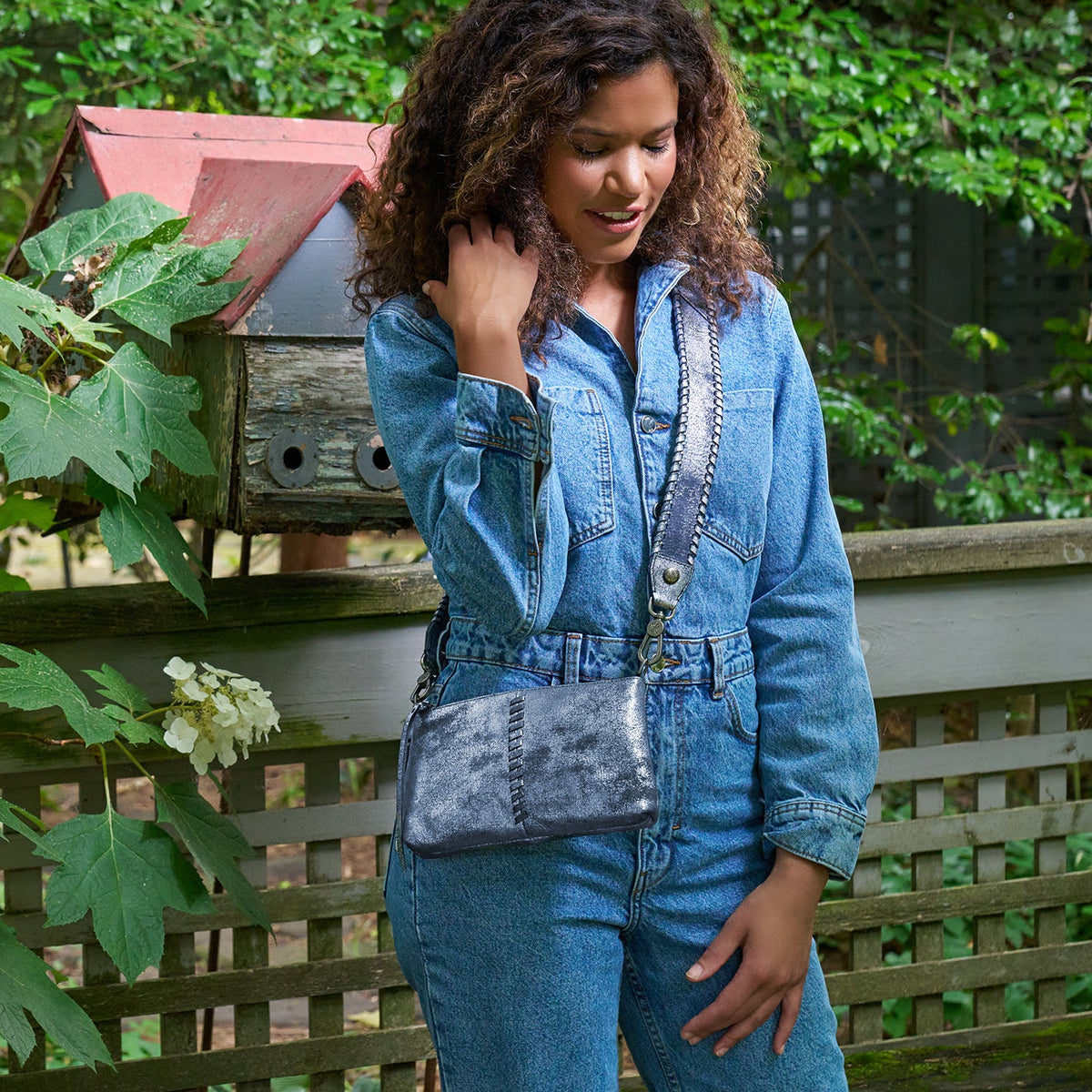 Darcy Crossbody In Metallic Leather - Blue Pewter | HOBO Smart Buy