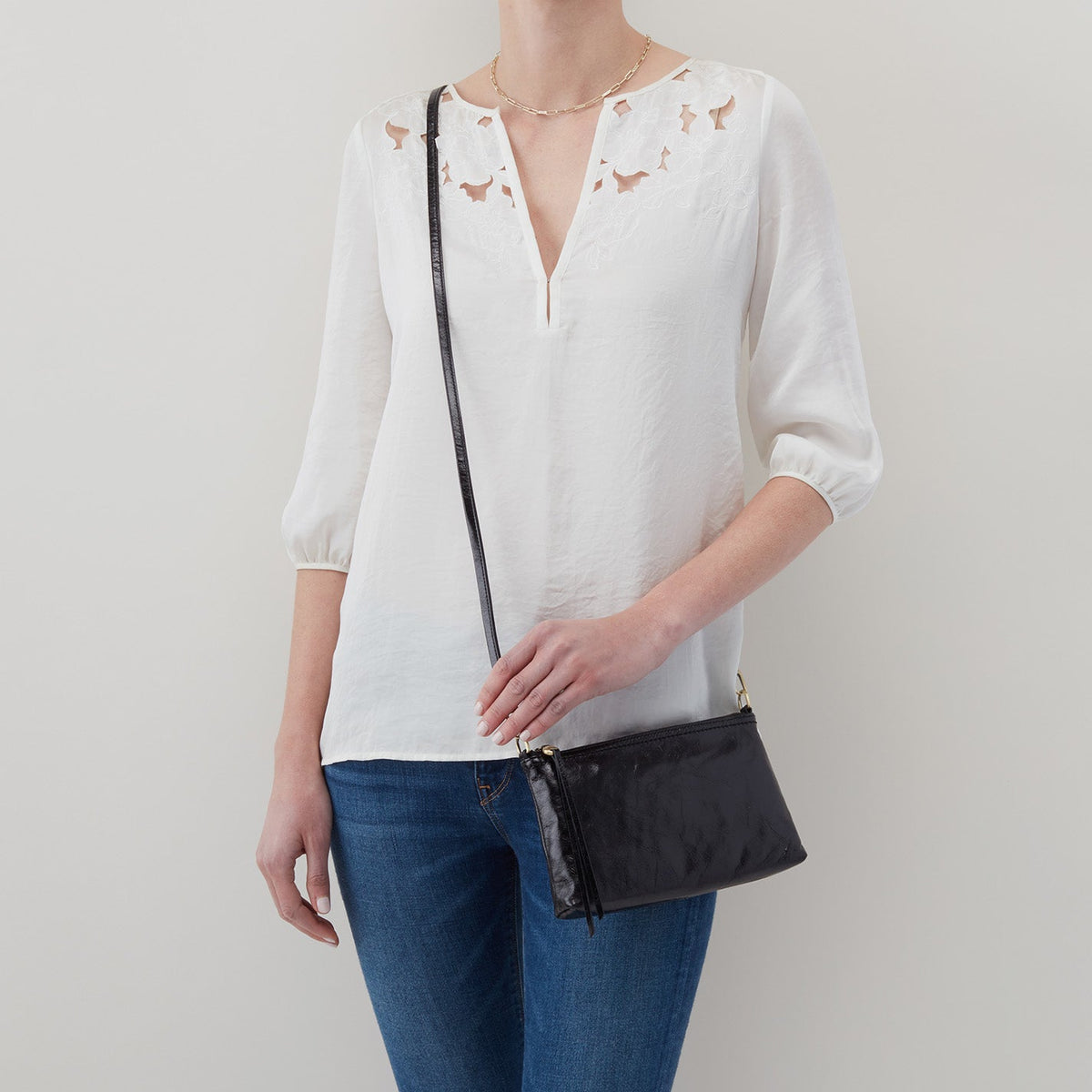 Darcy Crossbody In Polished Leather - Blue Stone | HOBO Customer Favorite