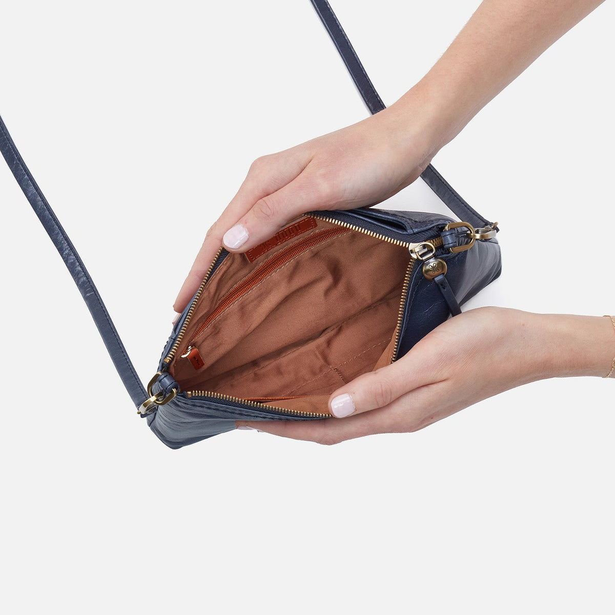 Darcy Crossbody In Polished Leather - Blue Stone | HOBO Customer Favorite