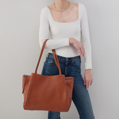 Essential Large Tote In Soft Saffiano Leather - Lion | HOBO Recommended