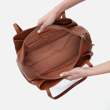 Essential Large Tote In Soft Saffiano Leather - Lion | HOBO Recommended
