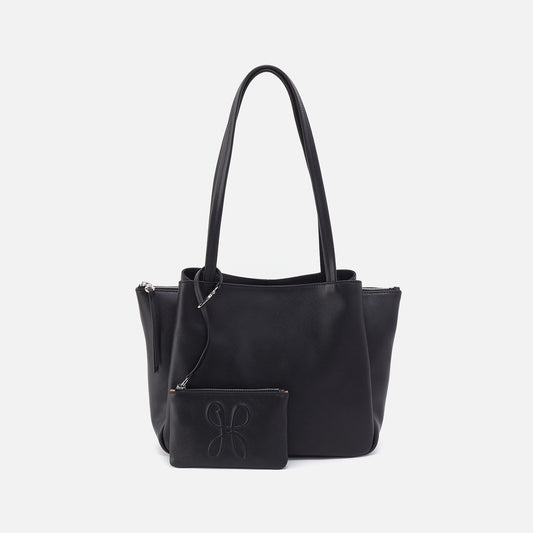 Essential Medium Tote In Soft Saffiano Leather - Black | HOBO Recommended