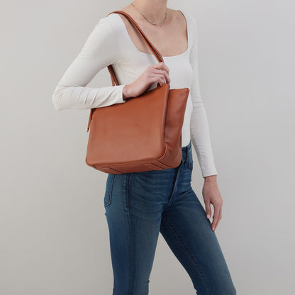 Essential Medium Tote In Soft Saffiano Leather - Lion | HOBO Top Pick