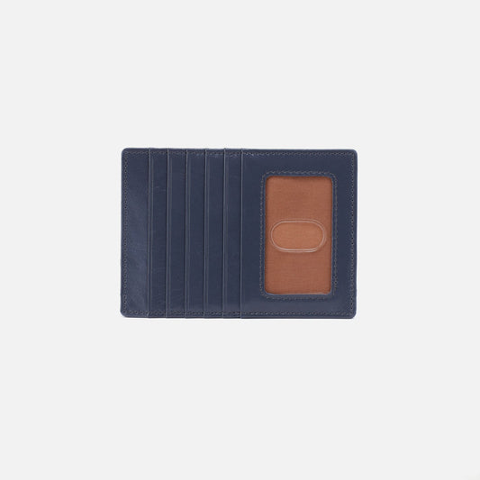 Euro Slide Card Case In Polished Leather - Blue Stone | HOBO Classic